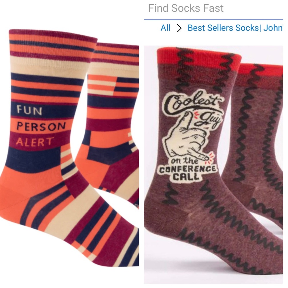 Men Sock BUNDLE FUN PERSON Alert & COOLEST GUY ON THE CONFERENCE CALL size 7-12